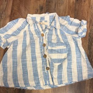 We The Free Blue and White Button Down Shirt